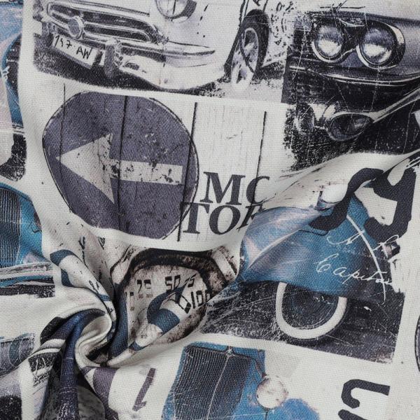 Canvas Tropische Vintage Cars Blau/Ecru
